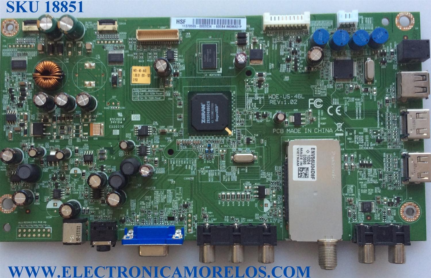 MAIN / WESTINGHOUSE 60.EB41M.0MA / WDE-US-46L / 60EB41M0MA / REV:1.02 / E220370 / PANEL LK400D3HA14 / MODELOS UW40T2BW / UW40T2BW TW-70411-U040B / LD-4695 TW-69601-U046B